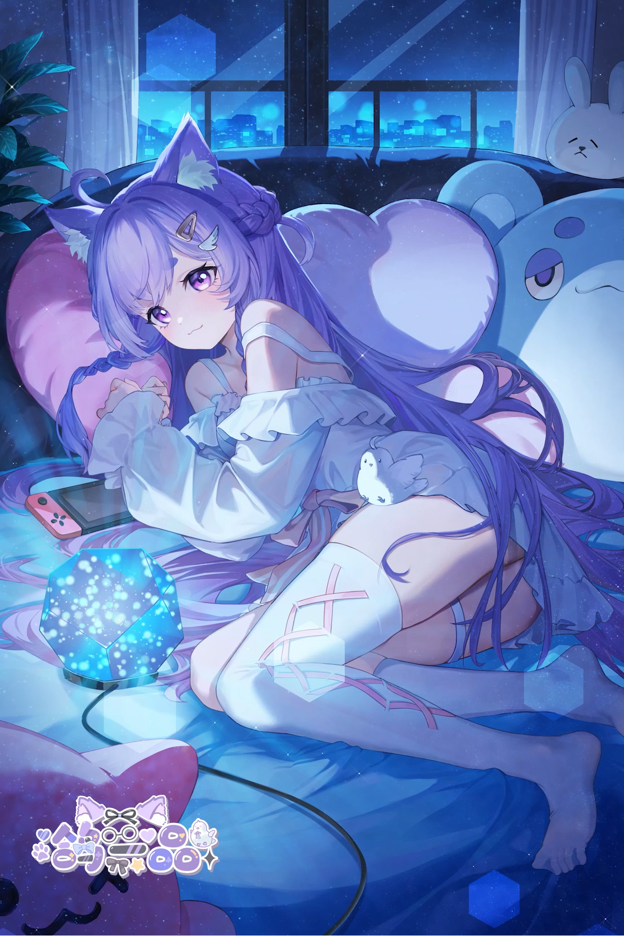 鸽一品夜间主题收藏插画